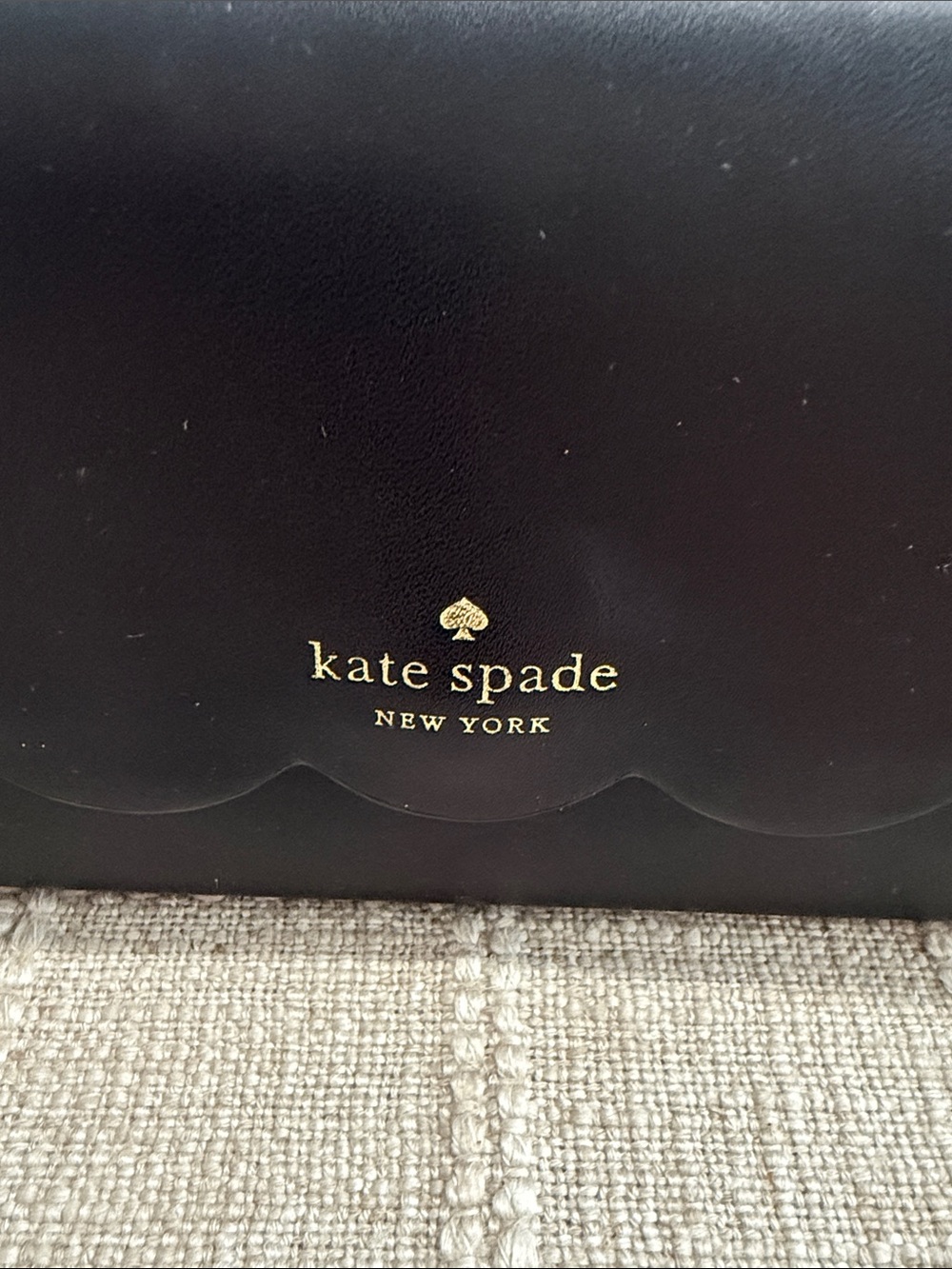 kate spade Black Leather Scallop Flap Crossbody with Gold Chain - Picture 4 of 6